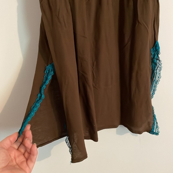 Araks slip size M. Brown & Teal lace. 100% cotton - Picture 4 of 7
